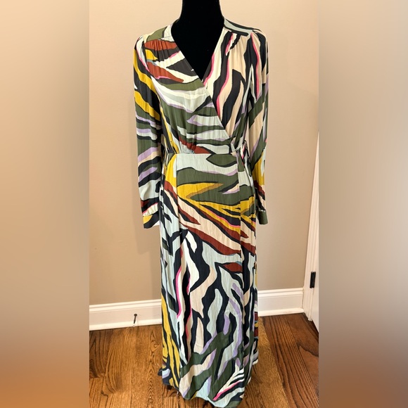 Women’s ANTHROPOLOGIE COREY LYNN CALTER Zebra print multi wrap maxi dress- Sz S - Picture 2 of 8